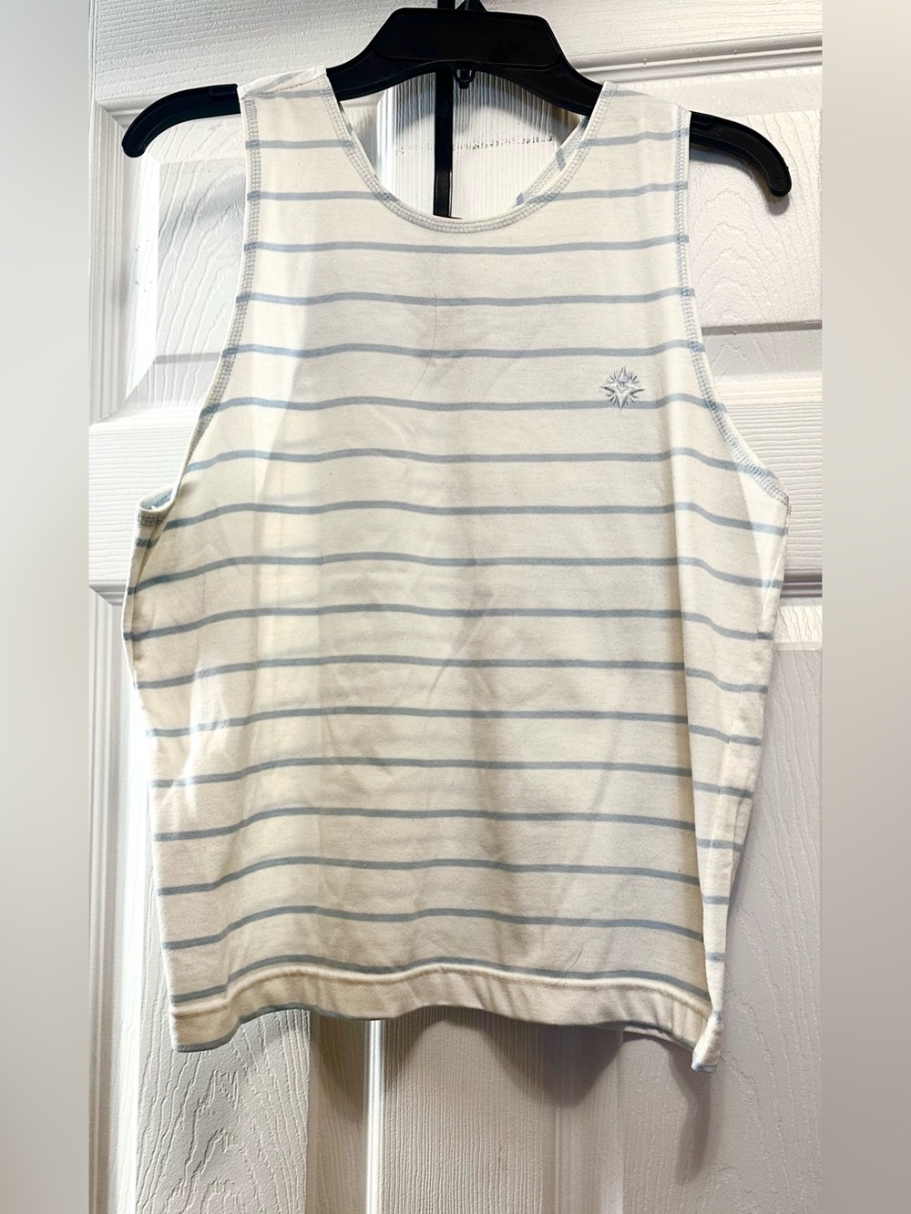 62 East Striped Sleeveless Tank in Cream and Light Blue